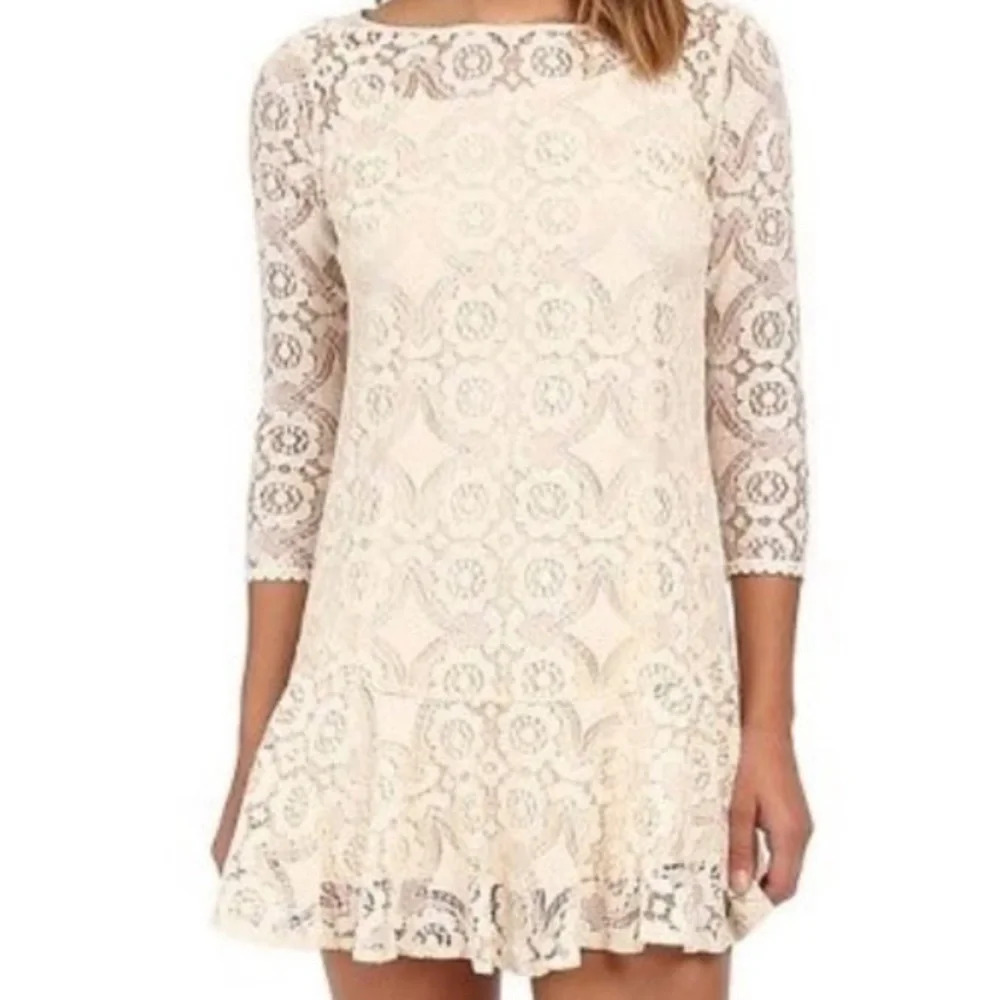 Free People Lace and Cream Color Dress size 10